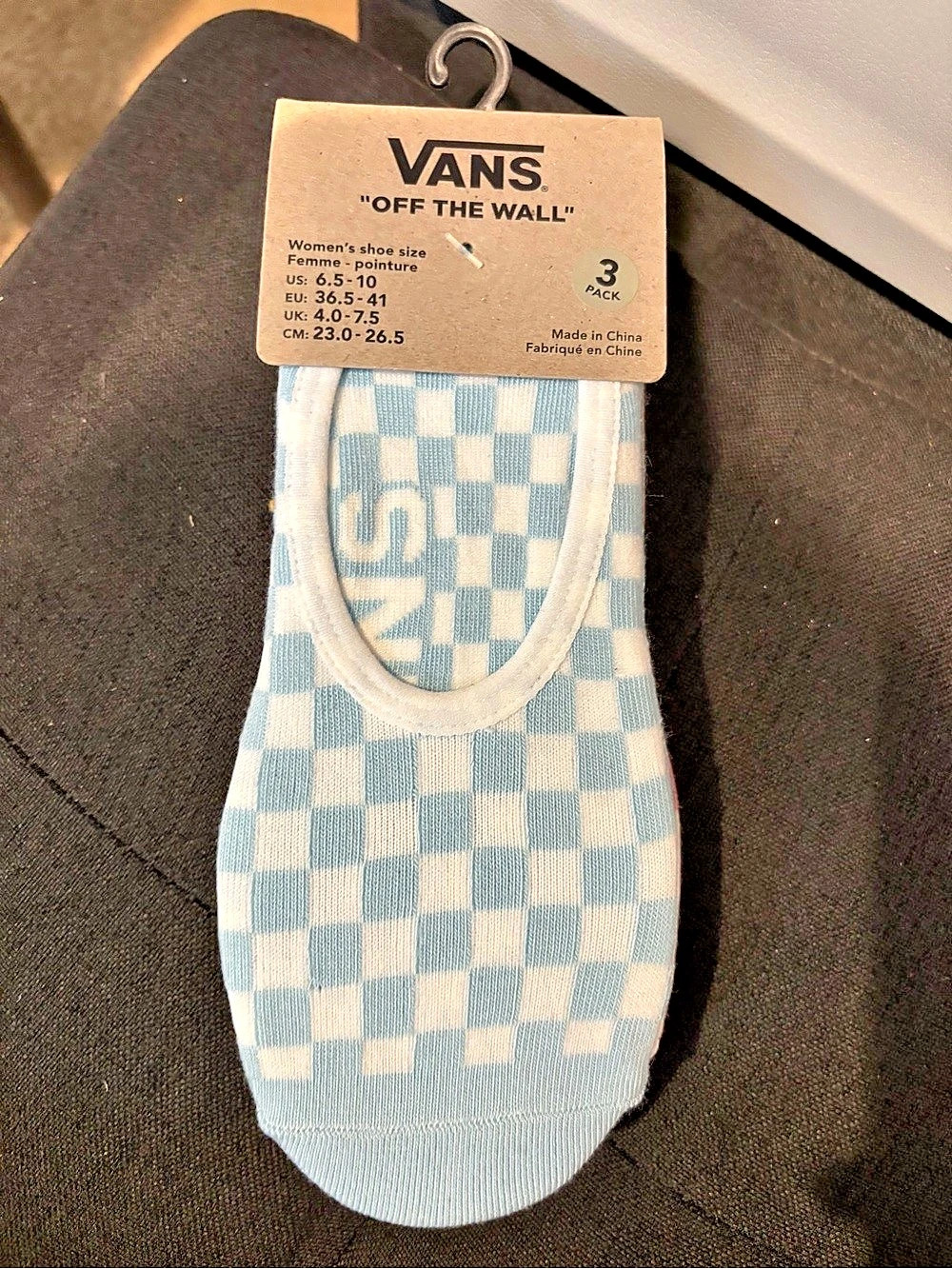 Vans Classic Check Canoodle Socks 3-Pack Checkered 3-Pack Socks Blue & Pink NWT